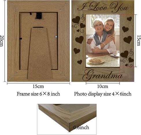 CREATCABIN Five Generations Picture Frame Wood Photo Frame Holds Display Pictures 4x6 Wall Mounting Printing Poster Frame Stand for Wall Gallery Tabletop Decor 6 x 8Inch-One Family Many Hearts in Kuwait