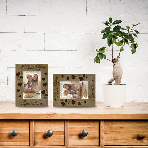 CREATCABIN Five Generations Picture Frame Wood Photo Frame Holds Display Pictures 4x6 Wall Mounting Printing Poster Frame Stand for Wall Gallery Tabletop Decor 6 x 8Inch-One Family Many Hearts in Kuwait