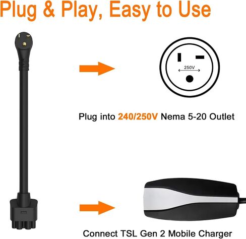 NEMA 14-50 Adapter Compatible with Tesla Gen 2 Portable Charger, Connect Tesla Mobile Charger to NEMA 14-50 240v Outlet at 32 Amp，11.8in in Saudi Arabia