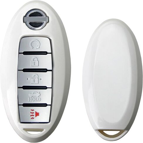 iJDMTOY Exact Fit Gloss Metallic White Smart Key Fob Shell Compatible with Nissan Armada Rogue GT-R Murano Pathfinder Sentra Leaf Titan (4-Button only) in Kuwait