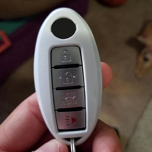 iJDMTOY Exact Fit Gloss Metallic White Smart Key Fob Shell Compatible with Nissan Armada Rogue GT-R Murano Pathfinder Sentra Leaf Titan (4-Button only) in Kuwait