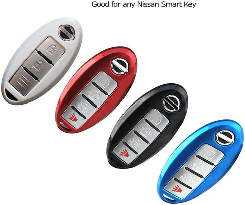 iJDMTOY Exact Fit Gloss Metallic White Smart Key Fob Shell Compatible with Nissan Armada Rogue GT-R Murano Pathfinder Sentra Leaf Titan (4-Button only) in Kuwait