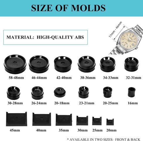 Watch Press Tool, Watch Crystal Press, Set Back Case Closer, Metal Watch Back Case Press, Watch Battery Replacement Tool with Cleaning Cloth and 12pcs Dies for Round Watch Dials in Saudi Arabia