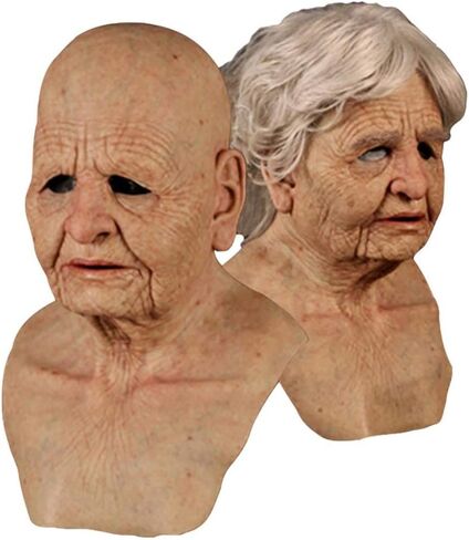 Another Me The Elder Mask - Realistic Old Man/Woman Mask Latex Scary Halloween Face Mask for Adults Masquerade Halloween Party Decor Costumes in Saudi Arabia