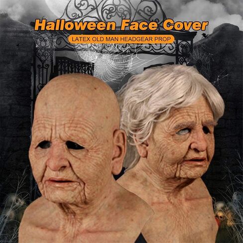Another Me The Elder Mask - Realistic Old Man/Woman Mask Latex Scary Halloween Face Mask for Adults Masquerade Halloween Party Decor Costumes in Saudi Arabia