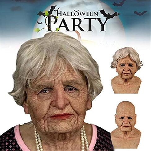 Another Me The Elder Mask - Realistic Old Man/Woman Mask Latex Scary Halloween Face Mask for Adults Masquerade Halloween Party Decor Costumes in Saudi Arabia