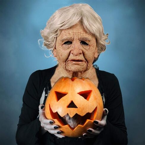 Another Me The Elder Mask - Realistic Old Man/Woman Mask Latex Scary Halloween Face Mask for Adults Masquerade Halloween Party Decor Costumes in Saudi Arabia