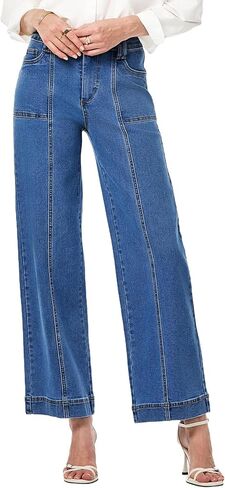 Astylish Womens High Waisted Wide Leg Jeans Cropped Straight Leg Denim Pants in Kuwait
