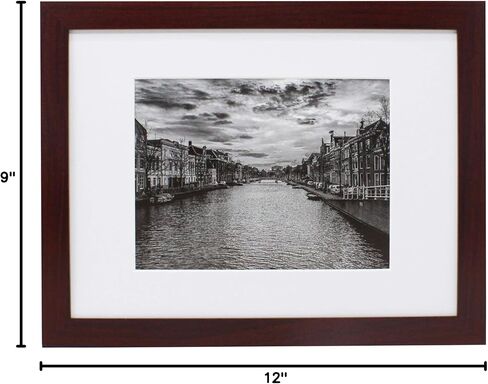 9x12 Natural Gallery Picture Frame with 6x8 Mat - Wide Molding - Includes Both Attached Hanging Hardware and Desktop Easel - Display Pictures 9x12 or 6x8 Inches - Family Photo Frames in Kuwait