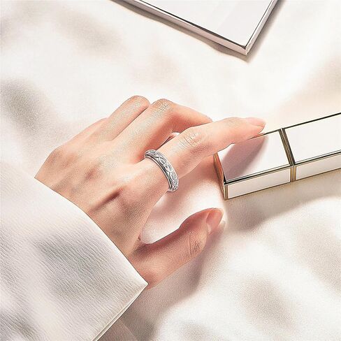 Sterling Silver Anxiety ring for Women Men Fidget Ring Spinner Cross Rings Adjustable Celtic Faith Jewelry Gift for Men Women in Saudi Arabia