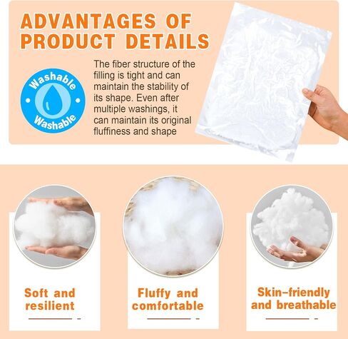 JNENERY 60g/2.11OZ Fiber Fill Stuffing, Polyester Fiber for Stuffed Animals, Recycled Premium Polyester Fiber, High Resilience Fiber Fill Stuffing, Pillow Stuffing, Cushions Stuffing DIY Crafts in Kuwait