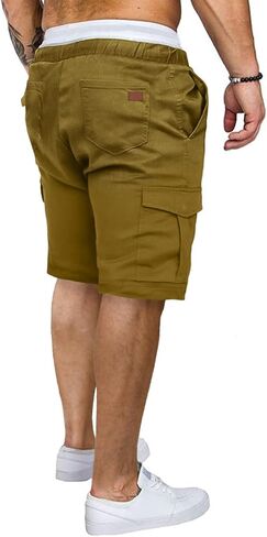 JMIERR Mens Casual Cargo Shorts - Cotton Drawstring Stretch Summer Beach Shorts Twill Chino Short with 6 Pockets in Kuwait