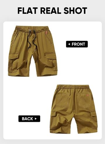 JMIERR Mens Casual Cargo Shorts - Cotton Drawstring Stretch Summer Beach Shorts Twill Chino Short with 6 Pockets in Kuwait