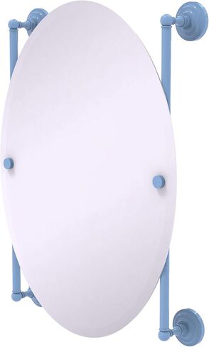 Allied Brass QN-27-91-MBL Que Oval Frameless Rail Mounted Mirror, Mediterranean Blue in Saudi Arabia