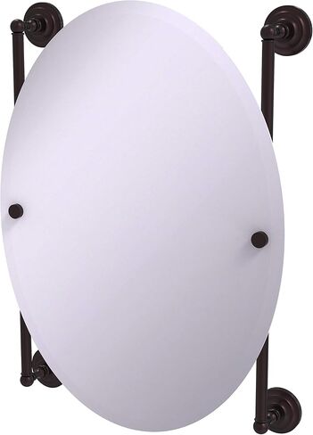Allied Brass QN-27-91-MBL Que Oval Frameless Rail Mounted Mirror, Mediterranean Blue in Saudi Arabia