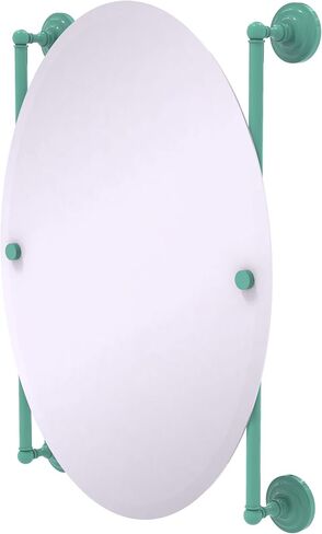 Allied Brass QN-27-91-MBL Que Oval Frameless Rail Mounted Mirror, Mediterranean Blue in Saudi Arabia