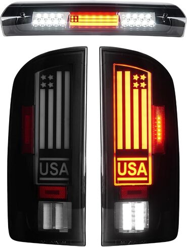 ضوء خلفي LED + مجموعة إضاءة الفرامل الثالثة مناسبة لدودج رام 1500 2002-2006، لدودج رام 2500 3500 2003-2006، المصابيح الخلفية وإضاءة إيقاف التثبيت العالية، عدسات دخان 3 قطع in Kuwait