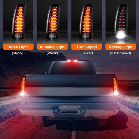 مصباح خلفي LED من Tresound لسيارة Chevy GMC C/K 1500 1988-1999، C1500 C2500 Suburban 92-99، C/K 2500 3500 88-00، Silverado 94-98، Tahoe 95-99، Yukon 92-00، Blazer 92-94 ، إسكاليد 99-00، مصباح خلفي الضوء الخلفي in Saudi Arabia