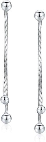 الحد الأدنى هندسية خطية طويلة رقيقة سلك الأذن عراف متداخلة حبة الكرة انخفاض الأقراط للنساء في سن المراهقة الأصفر 14K مطلية بالذهب. 925 الفضة الاسترليني 8MM حبة in Kuwait