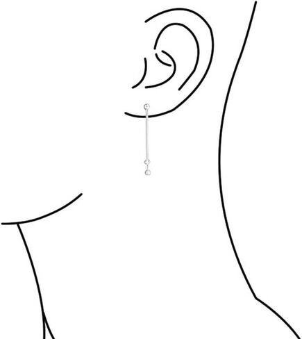 الحد الأدنى هندسية خطية طويلة رقيقة سلك الأذن عراف متداخلة حبة الكرة انخفاض الأقراط للنساء في سن المراهقة الأصفر 14K مطلية بالذهب. 925 الفضة الاسترليني 8MM حبة in Kuwait