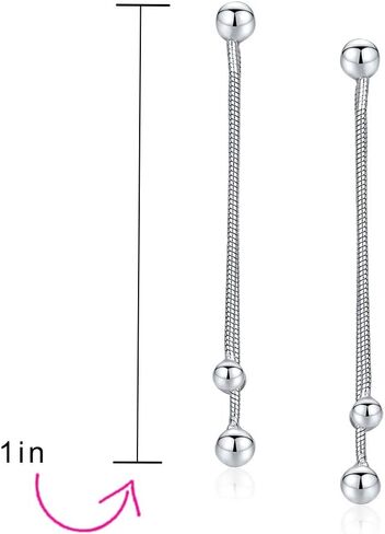 الحد الأدنى هندسية خطية طويلة رقيقة سلك الأذن عراف متداخلة حبة الكرة انخفاض الأقراط للنساء في سن المراهقة الأصفر 14K مطلية بالذهب. 925 الفضة الاسترليني 8MM حبة in Kuwait