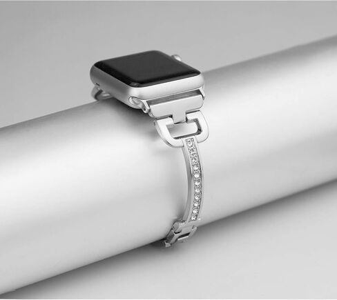أساور بلينغ متوافقة مع Apple Watch 46mm/42mm iWatch Series 10، 41mm/45mm/49mm Series 9/8/7، 40mm/44mm Series 6/5/4/SE، 38mm/42mm Series 3/2/1، سوار نسائي من حجر الراين سوار معصم معدني، ذهبي وردي، فضي، أسود in Saudi Arabia