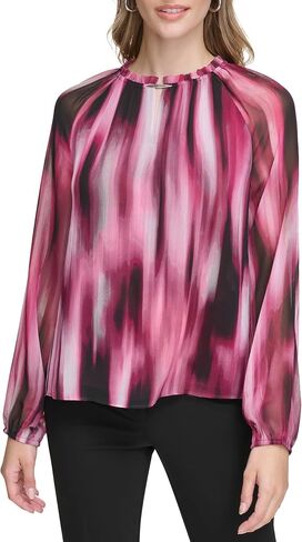 Calvin Klein Women's Long Sleeve Ruffle Collar Blouse in Saudi Arabia