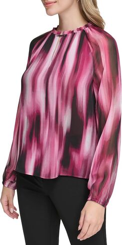 Calvin Klein Women's Long Sleeve Ruffle Collar Blouse in Saudi Arabia