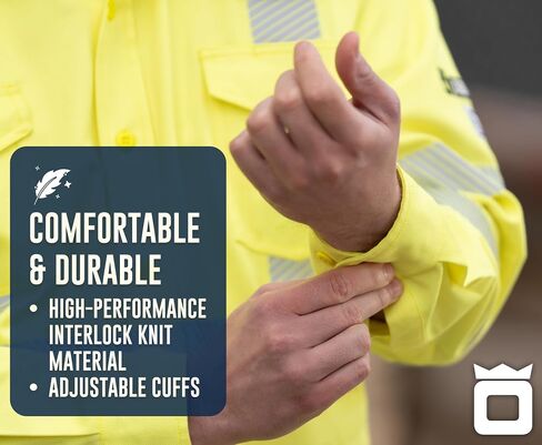 Oberon FR Arc Rated Hi Vis Button-Up Safety Shirt for Men - Flame Resistant & Reflective - 10 Cal - Class 3 - Hi Vis Yellow in Kuwait