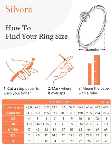Silvora 925 Sterling Silver Simple Black Round Ring for Women Tiny Silver Wedding Band Rings Size 4-12 in Saudi Arabia