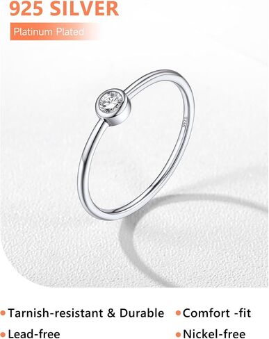 Silvora 925 Sterling Silver Simple Black Round Ring for Women Tiny Silver Wedding Band Rings Size 4-12 in Saudi Arabia