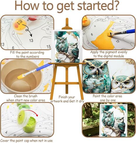 JATOK Paint by Numbers Kit for Adults Beginners, Couple Bird DIY Easy Acrylic Oil Painting by Numbers on Canvas, Paint-by-Numbers Drawing Kits for Gift Home Wall Decor Without Frame 16x16in in Saudi Arabia