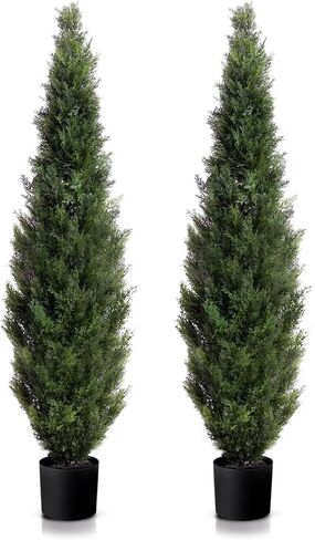 Two 3 Foot Artificial Cedar Topiary Tree Potted in Saudi Arabia