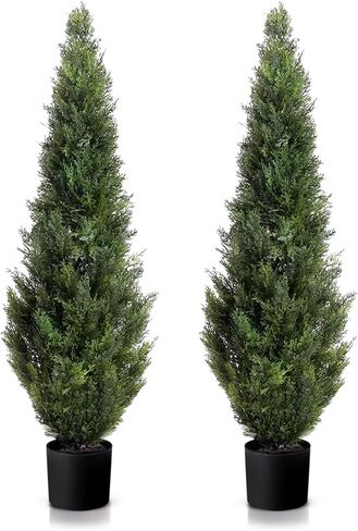 Two 3 Foot Artificial Cedar Topiary Tree Potted in Saudi Arabia
