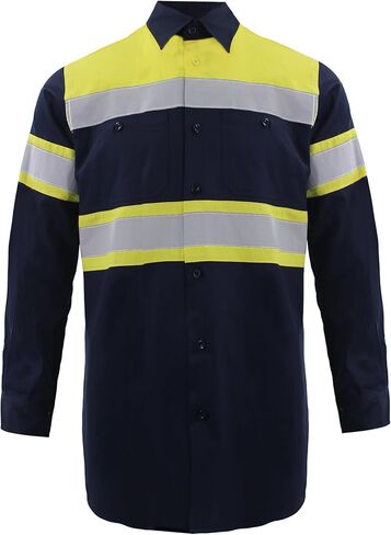 High Visibility Reflective Shirt Workwear Safety Clothing Long Sleeves Polo Collar with Button in Saudi Arabia