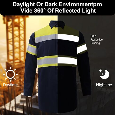High Visibility Reflective Shirt Workwear Safety Clothing Long Sleeves Polo Collar with Button in Saudi Arabia