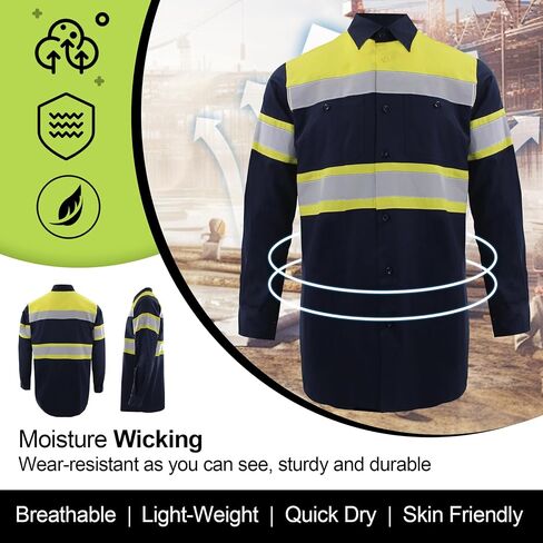 High Visibility Reflective Shirt Workwear Safety Clothing Long Sleeves Polo Collar with Button in Saudi Arabia