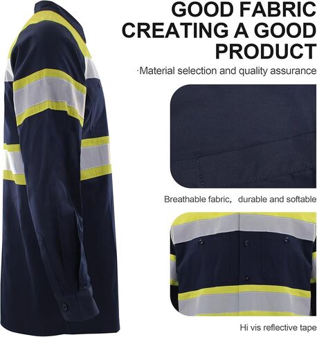High Visibility Reflective Shirt Workwear Safety Clothing Long Sleeves Polo Collar with Button in Saudi Arabia