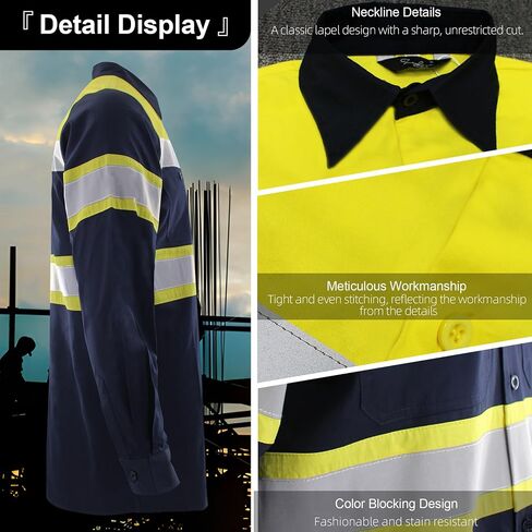 High Visibility Reflective Shirt Workwear Safety Clothing Long Sleeves Polo Collar with Button in Saudi Arabia