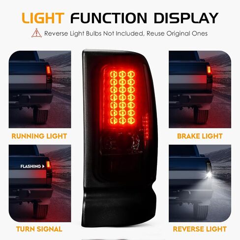 ضوء خلفي LED + طقم ضوء الفرامل الثالث مناسب لدودج رام 1500 1994-2001، لدودج رام 2500 3500 1994-2002، المصابيح الخلفية وضوء إيقاف التثبيت العالي، 3 قطع، عدسات دخان in Kuwait