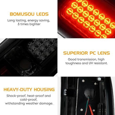 ضوء خلفي LED + طقم ضوء الفرامل الثالث مناسب لدودج رام 1500 1994-2001، لدودج رام 2500 3500 1994-2002، المصابيح الخلفية وضوء إيقاف التثبيت العالي، 3 قطع، عدسات دخان in Kuwait