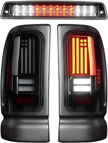 ضوء خلفي LED + طقم ضوء الفرامل الثالث مناسب لدودج رام 1500 1994-2001، لدودج رام 2500 3500 1994-2002، المصابيح الخلفية وضوء إيقاف التثبيت العالي، 3 قطع، عدسات دخان in Kuwait
