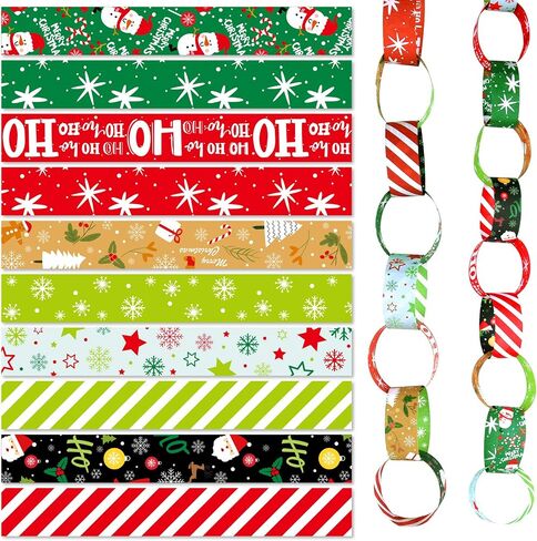 ASTARON 600pcs Christmas Paper Chains Festive Printed Creative Paper Decorations in Kuwait