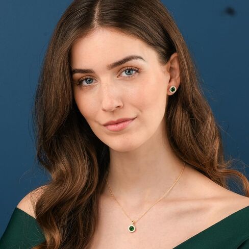 925 Sterling Silver Necklace for Women with a Clear, Blue, Red or Green Round CZ Stone, Silver, Gold or Rose Gold Necklaces for Women, Elegant Halo Pendant Necklace for Women in Saudi Arabia