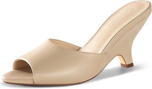 Coutgo Womens Kitten Heels Wedge Sandals Heels Mules Pointed Toe Low Heel Clear Slide Sandals Summer Dress Shoes in Kuwait