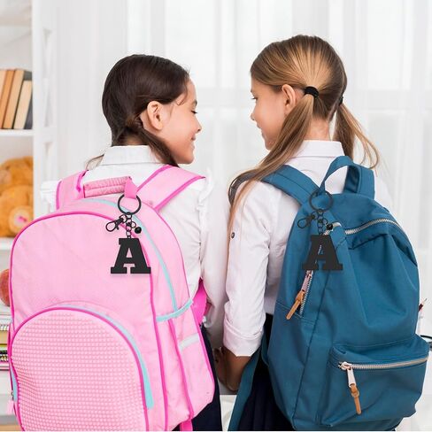 سلسلة مفاتيح أوباكا الأولية للنساء، سلسلة مفاتيح بالحروف الأولى باللون الأسود حرف A-Z مع سحر كريستال لحقائب الظهر in Kuwait