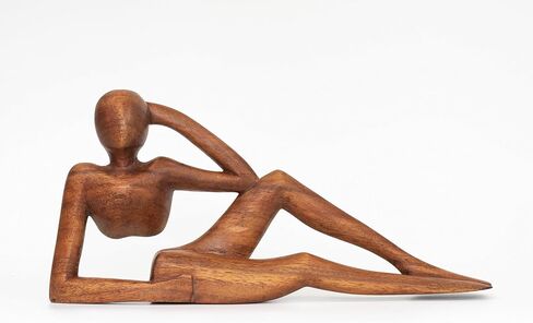 12" Abstract Sculpture Wooden Handmade Handcrafted Art - Relaxing Man - Statue Home Decor Decorative Figurine Accent Decoration Hand Carved Relaxing, Model A in Kuwait