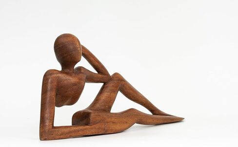 12" Abstract Sculpture Wooden Handmade Handcrafted Art - Relaxing Man - Statue Home Decor Decorative Figurine Accent Decoration Hand Carved Relaxing, Model A in Kuwait