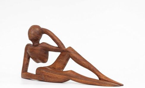 12" Abstract Sculpture Wooden Handmade Handcrafted Art - Relaxing Man - Statue Home Decor Decorative Figurine Accent Decoration Hand Carved Relaxing, Model A in Kuwait