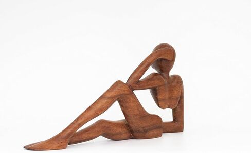 12" Abstract Sculpture Wooden Handmade Handcrafted Art - Relaxing Man - Statue Home Decor Decorative Figurine Accent Decoration Hand Carved Relaxing, Model A in Kuwait